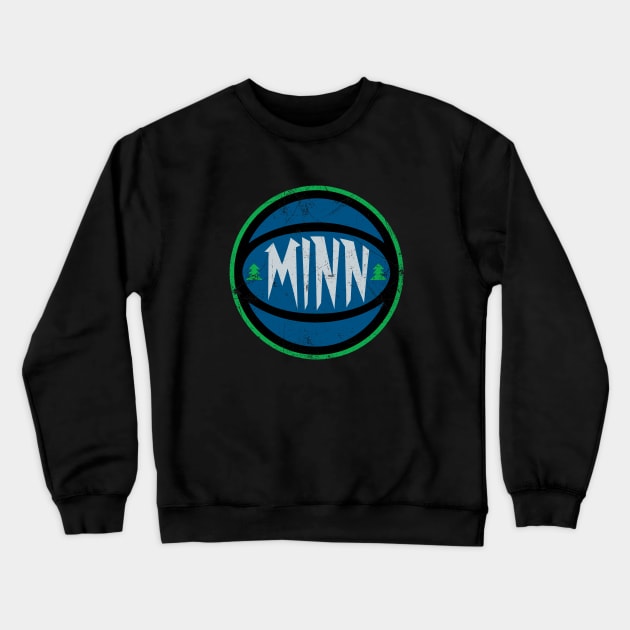 Minnesota Retro Ball - Black Crewneck Sweatshirt by KFig21